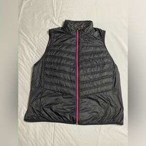 Lauren Ralph Lauren Black Quilted Vest with Pink Accents
